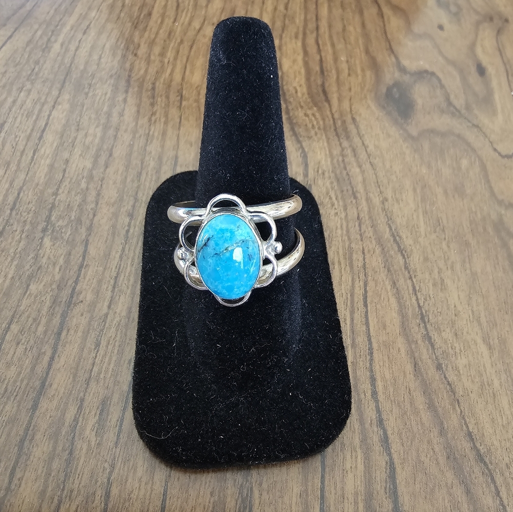 Jay King Sterling Silver Blue Basin Kingman Turquoise Oval Ring Size 12